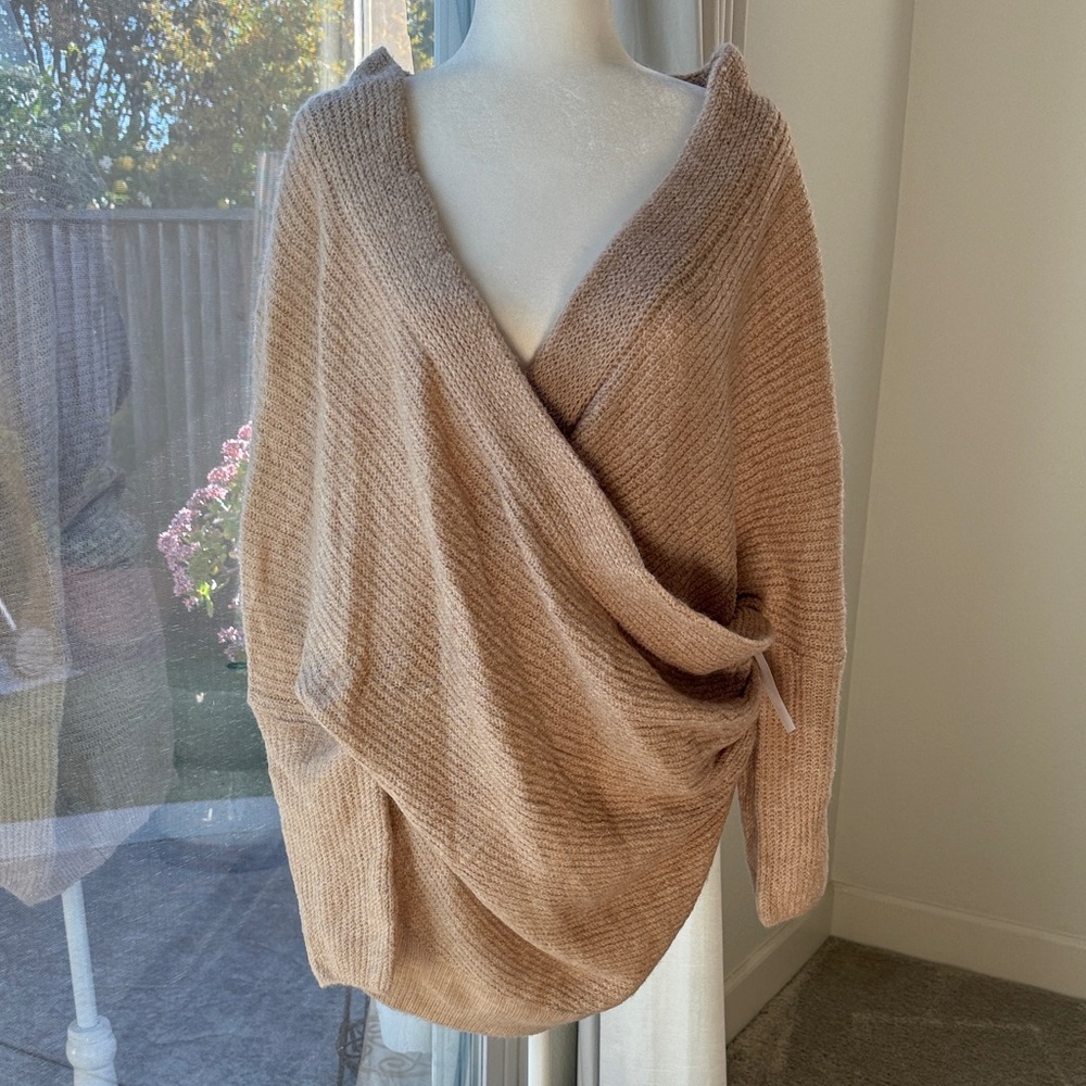 Cozy Tan Wrap Sweater/ Jumper